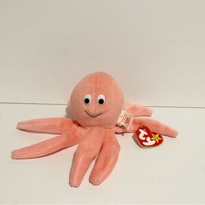 TY Beanie Baby Inky 1993 Pink Octopus With Tag Plush Doll Stuffed Animal Toy